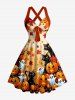 Tenue assortie à imprimé Halloween : citrouille, chat, fantôme et feuilles d'érable pour couples - Orange 