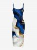 Ocean Current Colorblock Imprimé Assorti Tenue de Plage Hawaïenne pour Couples - Bleu profond 