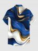 Ocean Current Colorblock Imprimé Assorti Tenue de Plage Hawaïenne pour Couples - Bleu profond 