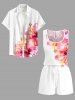 Matching Hawaii Shirt and Romper Beach Outfit Hibiscus Flower Watercolor Print for Couples -  