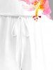 Matching Hawaii Shirt and Romper Beach Outfit Hibiscus Flower Watercolor Print for Couples -  