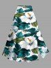 Hibiscus Flower Leaf Print Matching Hawaii Beach Outfit For Couples -  