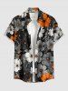Tenue de plage hawaïenne assortie pour couples à imprimé fleurs et feuilles - Orange 