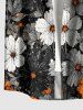 Tenue de plage hawaïenne assortie pour couples à imprimé fleurs et feuilles - Orange 