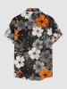 Tenue de plage hawaïenne assortie pour couples à imprimé fleurs et feuilles - Orange 