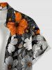 Tenue de plage hawaïenne assortie pour couples à imprimé fleurs et feuilles - Orange 