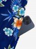 Robe trapèze à imprimé feuille tropicale et fleur d'hibiscus Hawaii - Cadetblue XXS