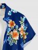 Hawaii Tropical Leaf Hibiscus Flower Print Button Pocket Shirt For Men -  