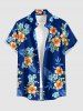 Hawaii Tropical Leaf Hibiscus Flower Print Button Pocket Shirt For Men -  
