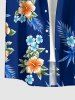 Hawaii Tropical Leaf Hibiscus Flower Print Button Pocket Shirt For Men -  