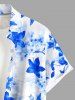 Chemise hawaïenne pour homme à imprimé aquarelle de fleurs, avec boutons et poche - Bleu S