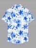 Chemise hawaïenne pour homme à imprimé aquarelle de fleurs, avec boutons et poche - Bleu S