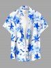 Chemise hawaïenne pour homme à imprimé aquarelle de fleurs, avec boutons et poche - Bleu S