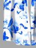 Chemise hawaïenne pour homme à imprimé aquarelle de fleurs, avec boutons et poche - Bleu S