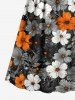 Robe camisole surplice à imprimé fleurs et feuilles Hawaii - Orange S