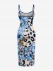 Robe imprimé léopard et fleurs Hawaii - Bleu clair 1X