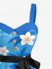 Robe trapèze à imprimé perroquet, skateboard, vagues, cocotier et fleurs, à boutons Hawaï, avec ceinture amovible - Pers 1X
