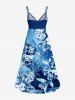 Tropical Leaf Hibiscus Flower Print Hawaii Surplice A Line Dress -  