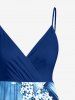 Tropical Leaf Hibiscus Flower Print Hawaii Surplice A Line Dress -  
