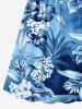 Tropical Leaf Hibiscus Flower Print Hawaii Surplice A Line Dress -  