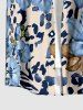 Chemise pour homme à imprimé floral léopard Hawaii et poche boutonnée - Bleu clair L