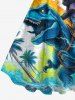 Coconut Tree Dinosaur Cat Sea Waves Print Hawaii A Line Dress -  