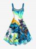 Coconut Tree Dinosaur Cat Sea Waves Print Hawaii A Line Dress -  