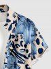 Chemise homme à imprimé léopard et fleurs Hawaii avec poche boutonnée - Bleu clair 3XL