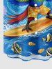 Perroquet Skateboard Vagues Cocotier Fleurs Imprimé Hawaii Chemise à boutons et poche pour homme - Pers 4XL