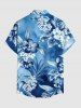 Chemise hawaïenne pour homme à imprimé feuilles tropicales et fleurs d'hibiscus, avec boutons et poche - Bleu 6XL