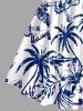 Robe débardeur Hawaï à imprimé crâne, cocotier, fleur et feuille, bretelles croisées et nœud - Bleu profond XL