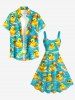 Robe Débardeur Hawaii Imprimé Canard, Vagues de Mer et Cocotiers (Bretelles Réglables) - Turquoise 1X