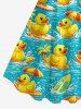 Robe Débardeur Hawaii Imprimé Canard, Vagues de Mer et Cocotiers (Bretelles Réglables) - Turquoise 1X
