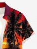 Coconut Tree Sun Cloud Print Buttons Pocket Hawaii Shirt For Men -  