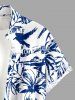 Chemise hawaïenne pour homme à imprimé crâne, cocotier, fleurs et feuilles, avec boutons et poche - Bleu profond 6XL
