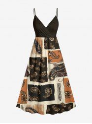 Robe cami Hawaii portefeuille à imprimé colorblock Paisley - marron foncé 1X