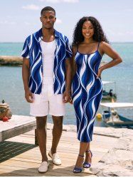 Curve Colorblock Print Matching Hawaii Beach Outfit For Couples -  