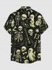 Tenue assortie pour couples à motifs de crânes, squelette, guitare, fantôme et chauve-souris d'Halloween - Noir 