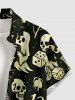 Tenue assortie pour couples à motifs de crânes, squelette, guitare, fantôme et chauve-souris d'Halloween - Noir 