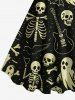 Tenue assortie pour couples à motifs de crânes, squelette, guitare, fantôme et chauve-souris d'Halloween - Noir 