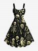 Tenue assortie pour couples à motifs de crânes, squelette, guitare, fantôme et chauve-souris d'Halloween - Noir 