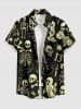 Tenue assortie pour couples à motifs de crânes, squelette, guitare, fantôme et chauve-souris d'Halloween - Noir 