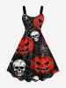 Halloween Pumpkin Spider Web Skulls Print Matching Outfit For Couples -  