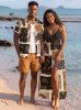 African Printed Matching Couple Outfit Paisley Colorblock Hawaiian Set -  