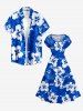Hibiscus Flower Tropical Leaf Print Matching Hawaii Beach Outfit For Couples -  