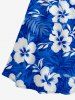 Hibiscus Flower Tropical Leaf Print Matching Hawaii Beach Outfit For Couples -  