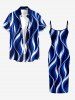 Curve Colorblock Print Matching Hawaii Beach Outfit For Couples -  