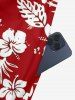 Tropical Leaf Hibiscus Flower Print Hawaii A Line Dress -  