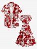 Tropical Leaf Hibiscus Flower Print Hawaii A Line Dress -  