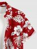 Chemise hawaïenne à imprimé feuilles tropicales et fleurs d'hibiscus avec poche boutonnée pour homme - Rouge 6XL